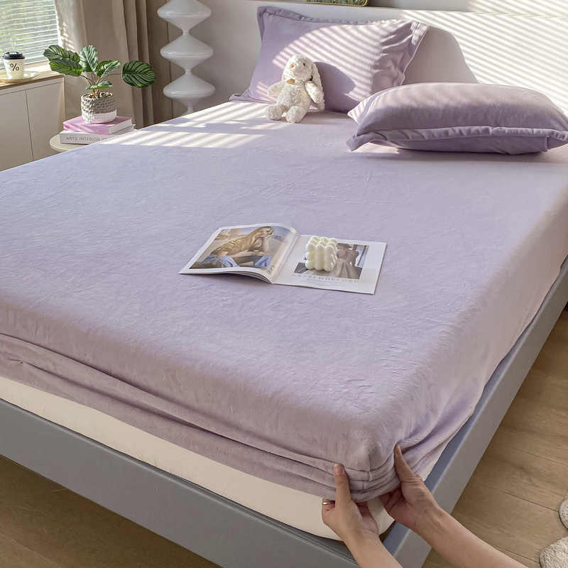 Deep Pocket Velvet Fitted Sheet Luxury Super Soft Cozy Fuzzy Fleece Bottom Sheet