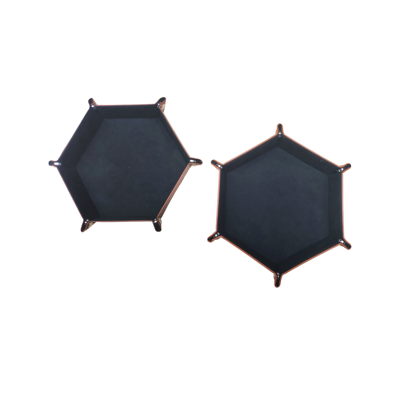 2021 Factory Hand Made High Quality Foldable Hex Dice Tray Leather Dice Tray