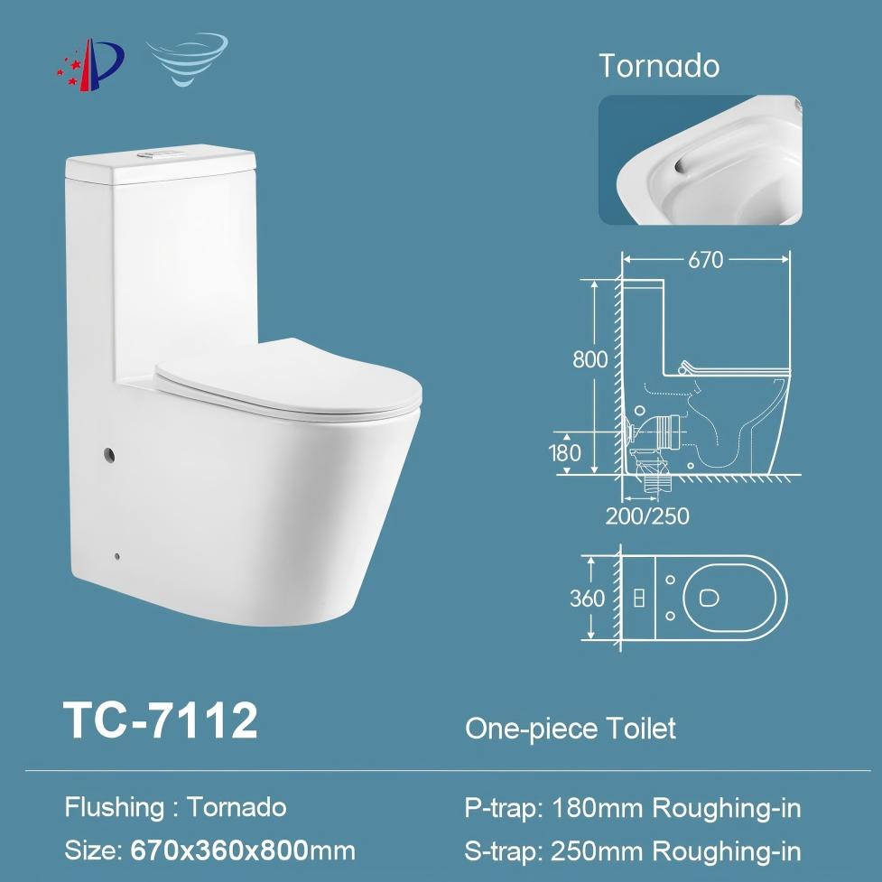 Minimalist Style Tornado Ceramic One Piece Toilet Bathroom Sanitary Ware