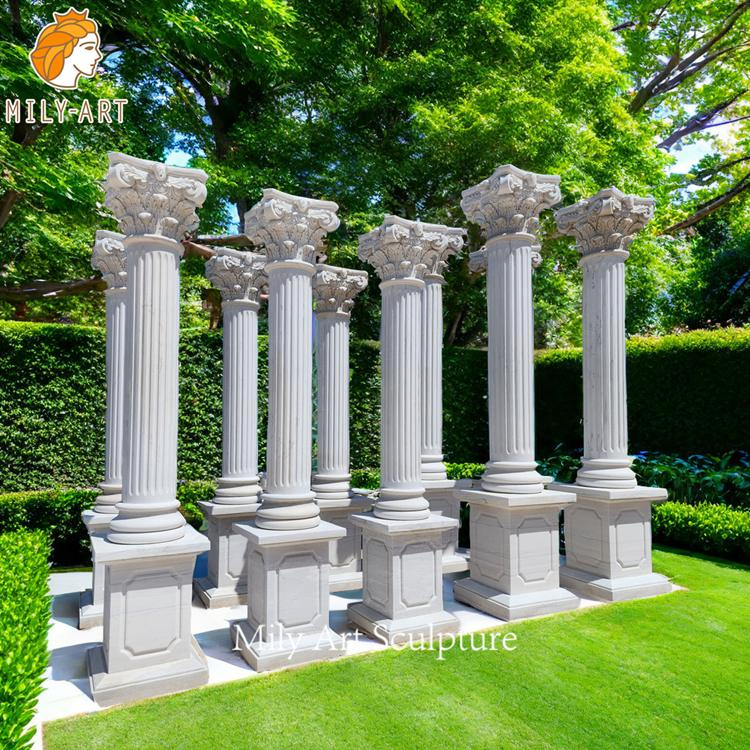 Classic Natural Stone Columns Carved White Marble Roman Pillar for Sale