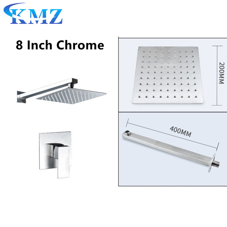 Single Lever Square Rain Shower Head Concealed Wall Mounted Bathroom Shower Set Ceiling Shower Panel Faucet