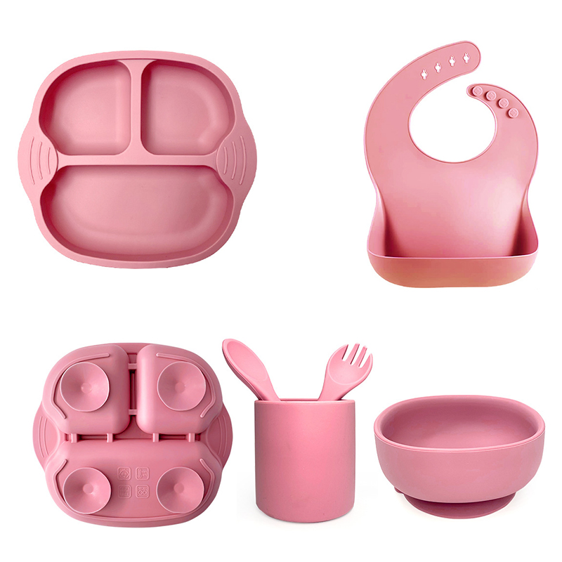 BPA Free Baby Plates Sets Silicone Feeding Toddler Kids Silicone Tableware