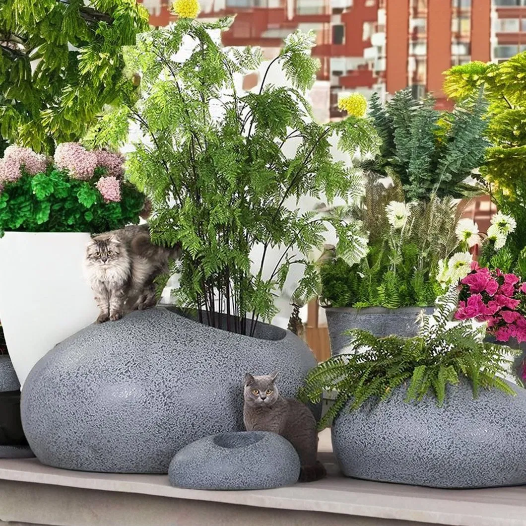 Customized Sphere Flower Pot Planters, Fiberglass Used with Flower/Green Plant Outdoor Fiberglass Planter Pot