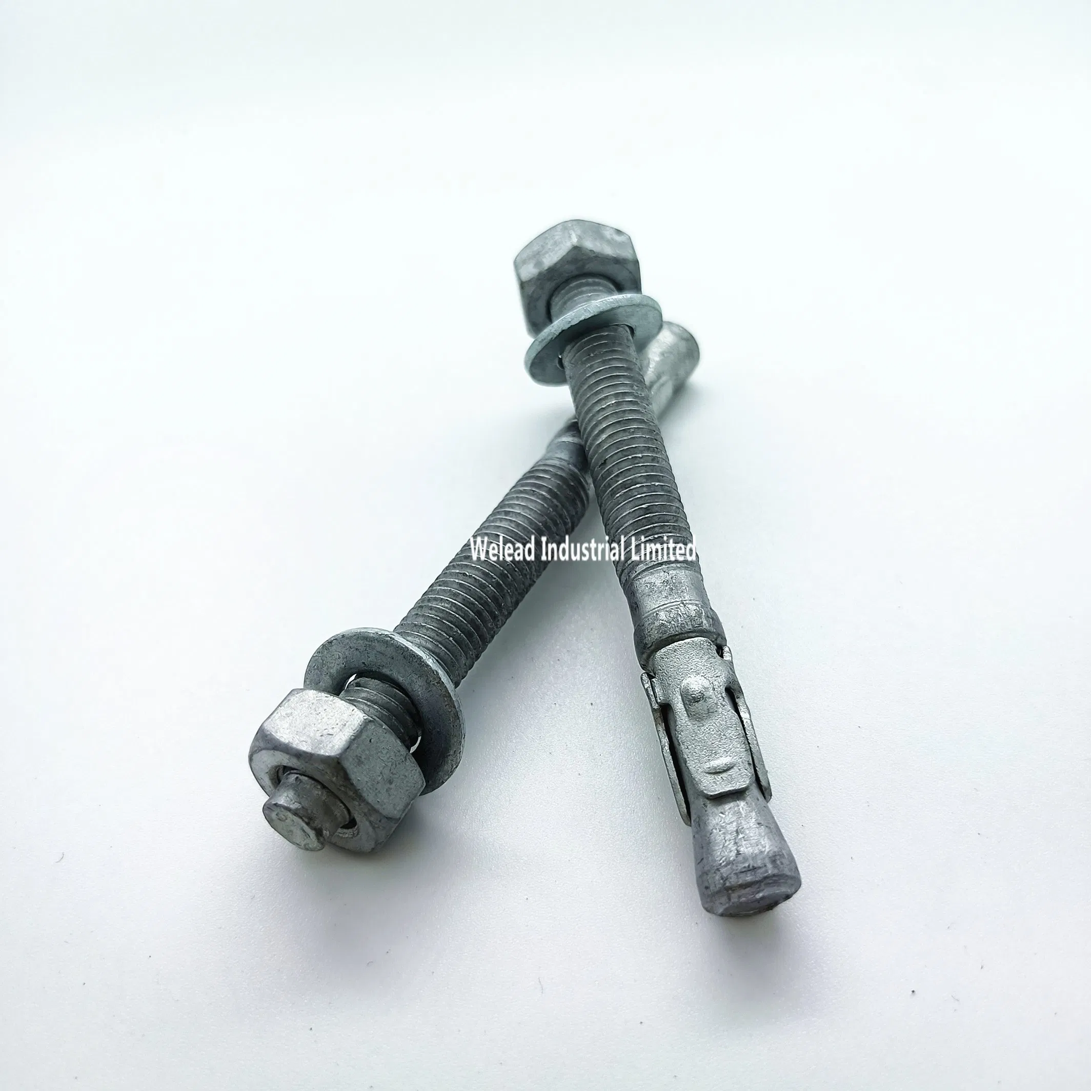Wholesale HDG Wedge Anchor Throughbolt Expansion Concrete Fastener Mild Carbon Steel Zinc Plated Coating Bolt Screw China Factory