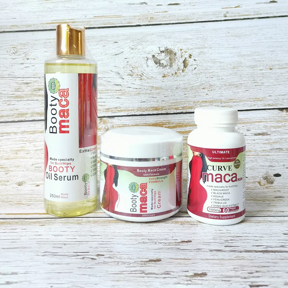 Best Quality Fast Shipping Maca Hip and Butt Enlargement Enhancer Set 3 in 1 Women Big Butt Enlarge Firming Oil