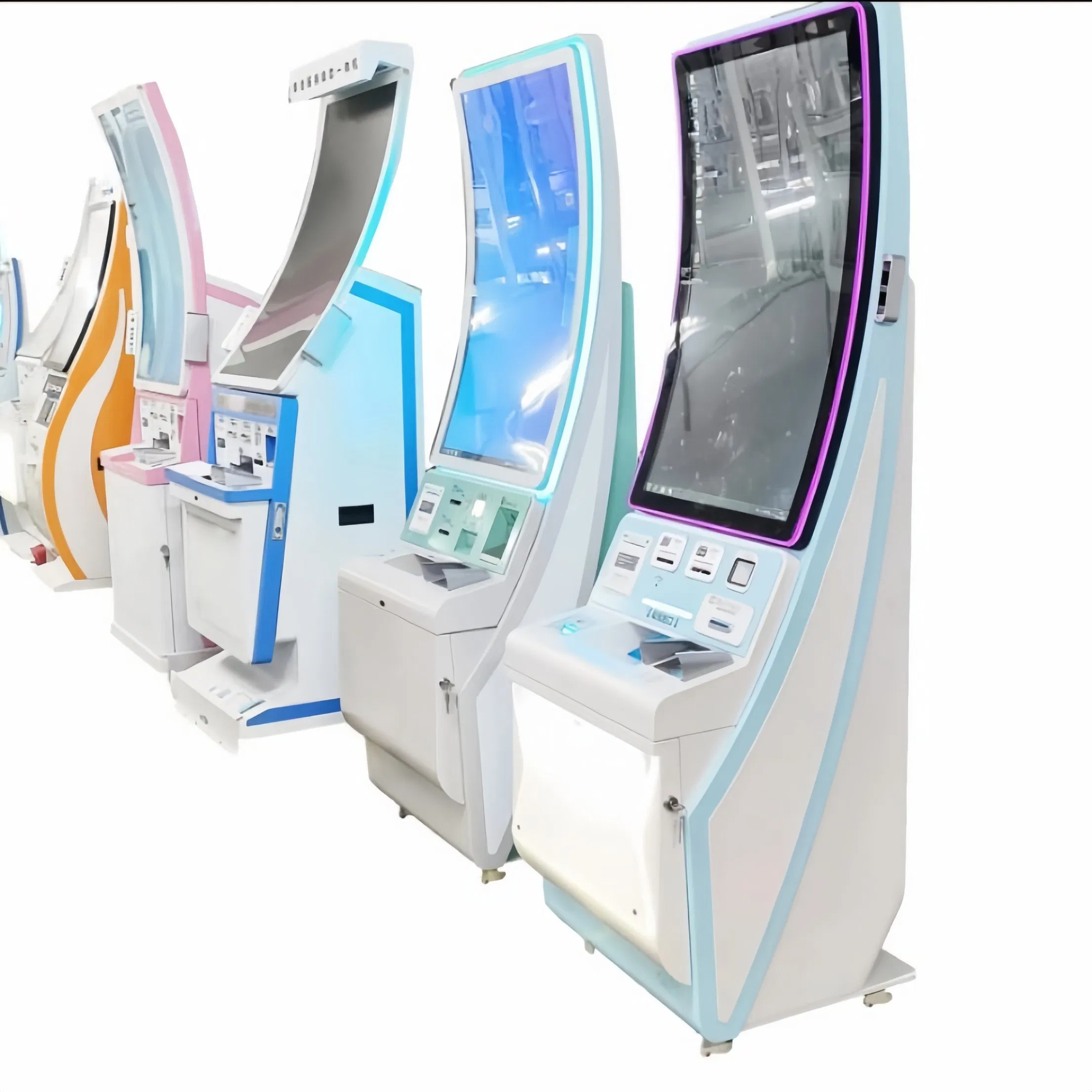 Interactive Curved Screen Self-Service Payment Kiosk for Bank ATM Machine