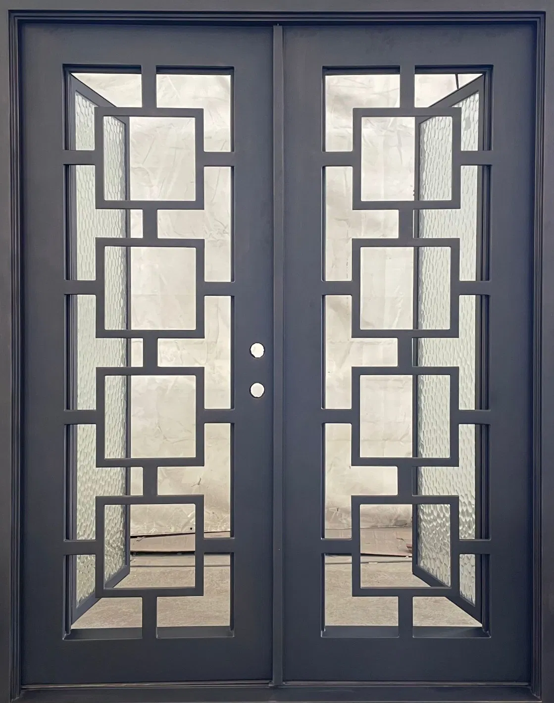 New Design Double Main Glass Door Steel Wrought Iron Doors
