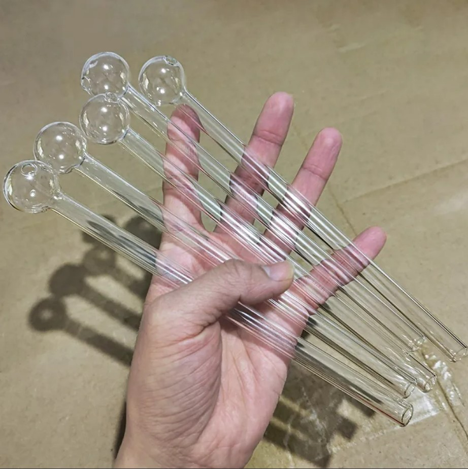 20cm (7.9 inch) Long Oil Burner Thick Pyrex Large Transparent Glass Pipe for Smoking Bubbler Tube