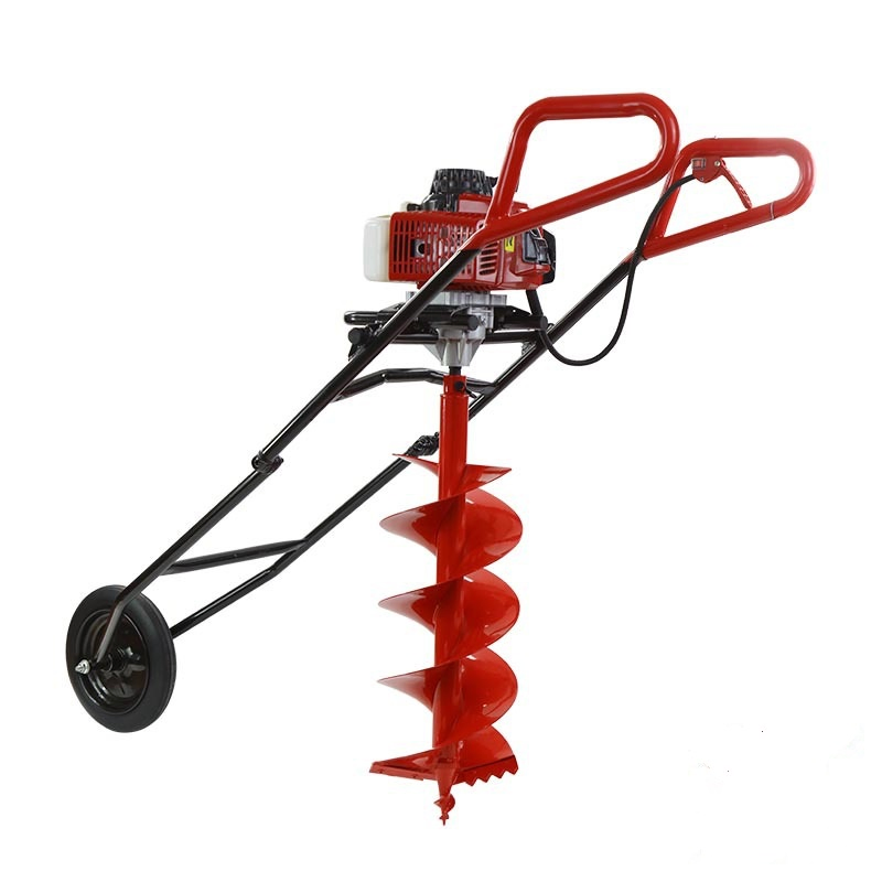 High Effienciy  63CC Petrol Hand Push Earth Fence Auger  with Trolley
