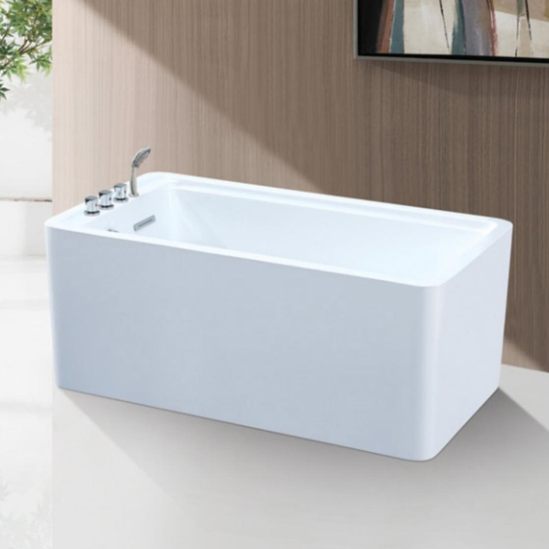 Прямоугольная акриловая ванна белая с черным