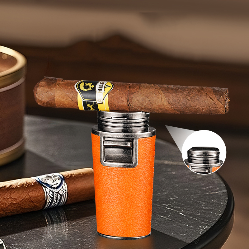 Cigar Specific Dual Flame Lighter with Cigar Cutter