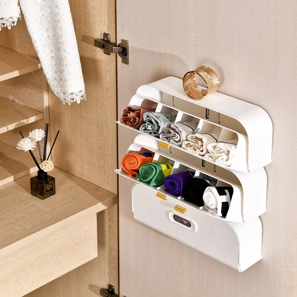 Wall Mounted Sock Underwear Organizer Wardrobe Sorting Storage Box Mi26810