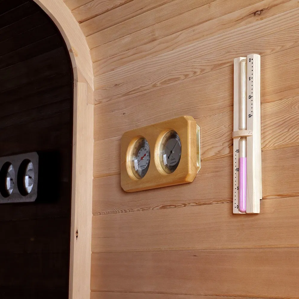 Sunrans 4 Person Wood Sauna Room Large Outdoor Cube Sauna Traditional Steam Wooden Cabin with Electric Stove for Villa