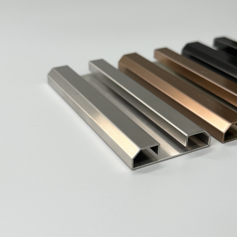 Customize Size 304 316 Gold Hairline Metal Stainless Steel Tile Edge Trim U Shape Profile for Decoration Building