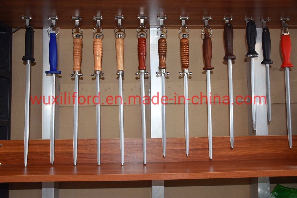 China Manufacturer Stocked 12 Inch Carbon Steel Blade Sharpeners Diamond Knife Sharpener Rod Kitchen Tool Knife Sharpening Machine Diamond Knife Sharpeners