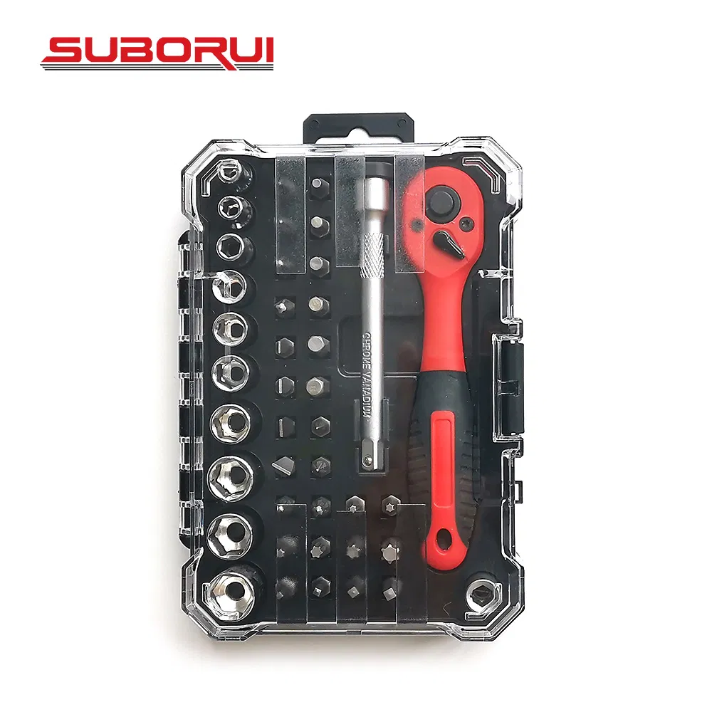 Suborui 28PCS Multi-Functional Repair Hand Tools Kit Magnetic T-Handle Ratchet Wrench Screwdriver Bit Set