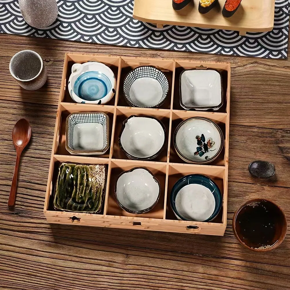 ABS Resin Wood Grin Pattern Japanese Restaurant Chinese Hot Pot Dessert Side Dishes Seving 3 Grids Snack Box