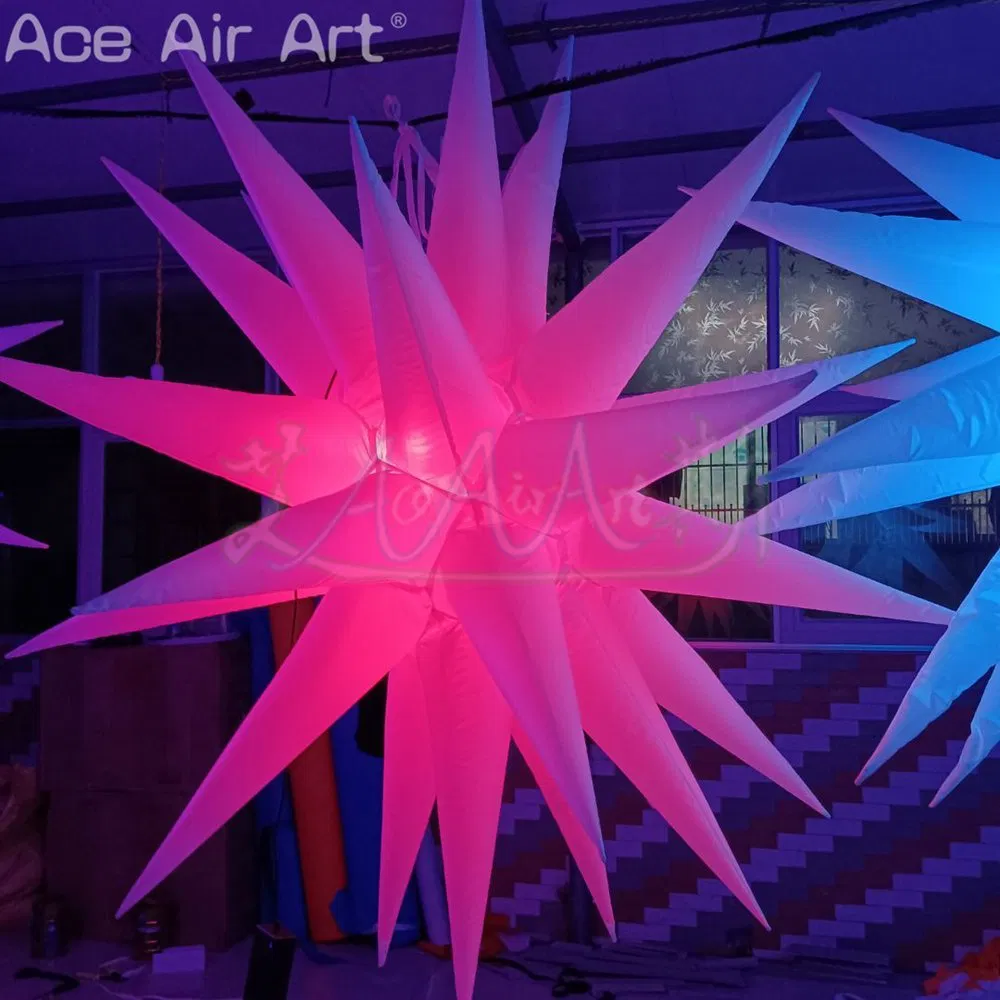Custom Party Inflatable Star LED Hanging Spiked Balloons with Light for Event Show or Stage Decor