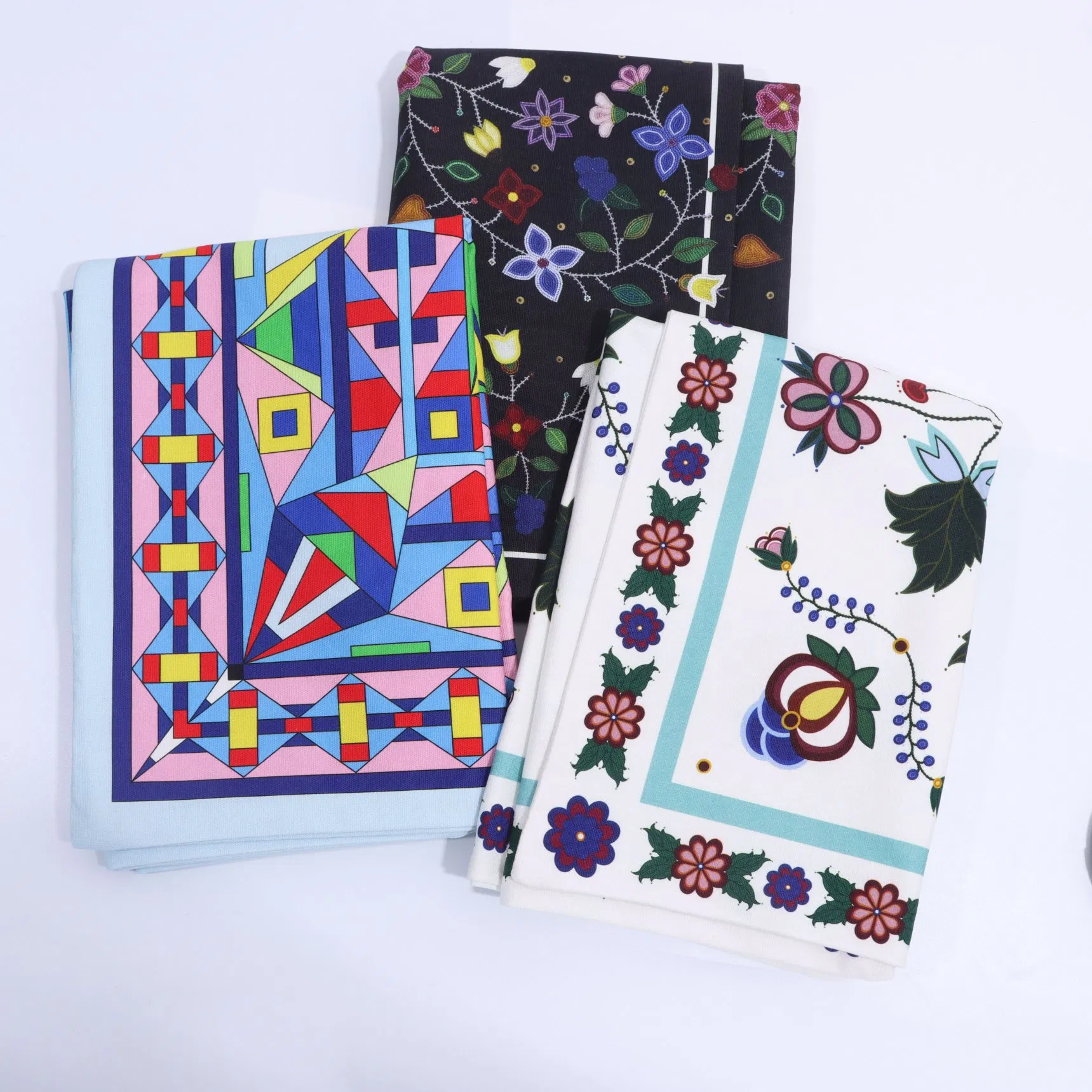 Colorful Digital Fabric Printing Tea Towels Kitchen 100% Cotton Linen Custom Floral Tea Towel Tea Cloth