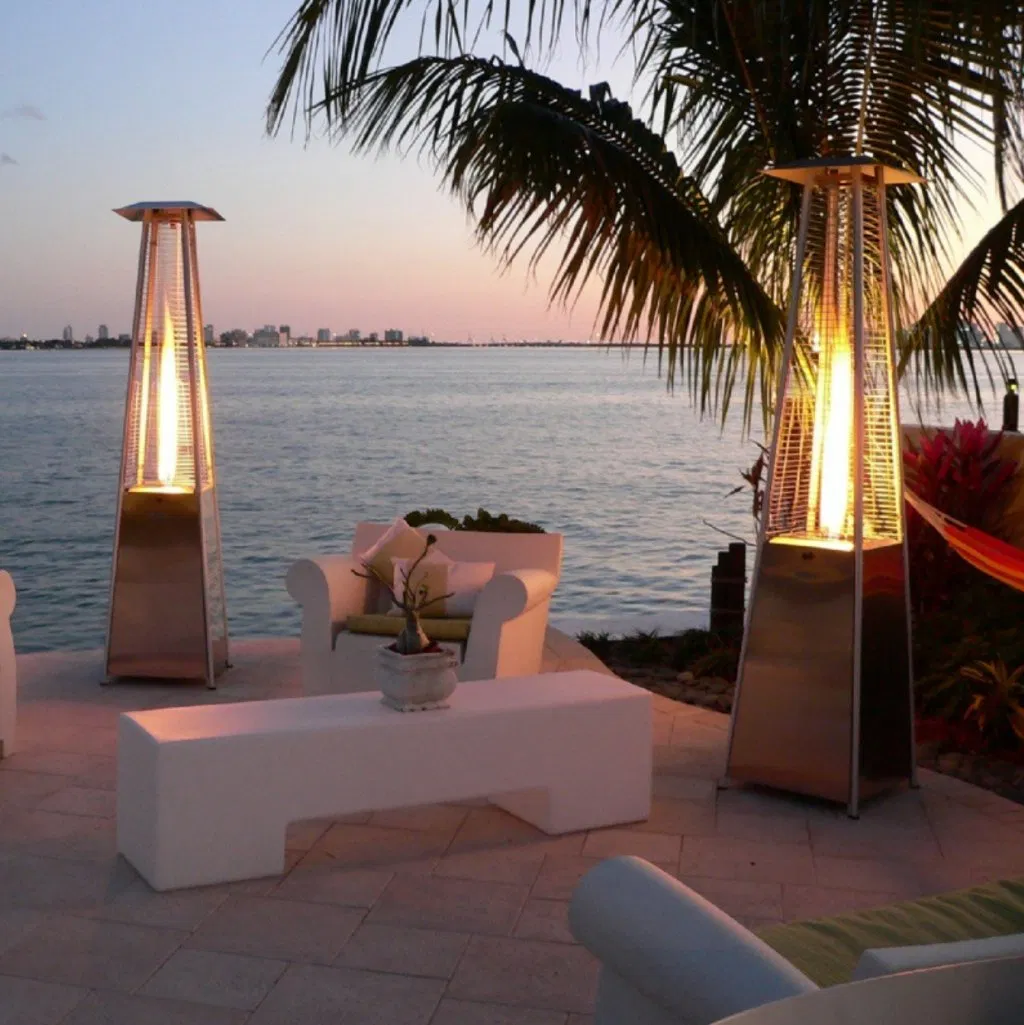 Pyramid Outdoor Glass Tube Stainless Steel Tower Gas Heater Patio Heater