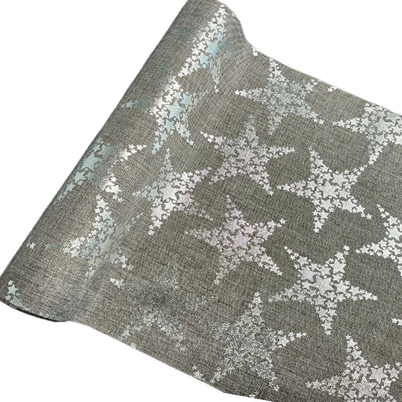 Printed Gold Silver Red Stars Christmas Party Indoor Decorations Tablecloth Linen Cotton Fabrics Table Cover Table Runner