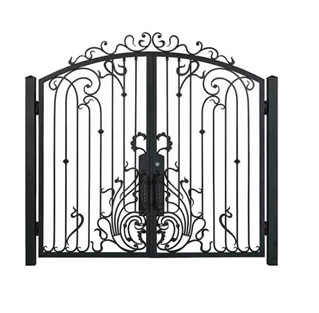 Exterior Security Entrance Wrought Iron Garage Gate Door for Courtyard Garden Security Metal Door