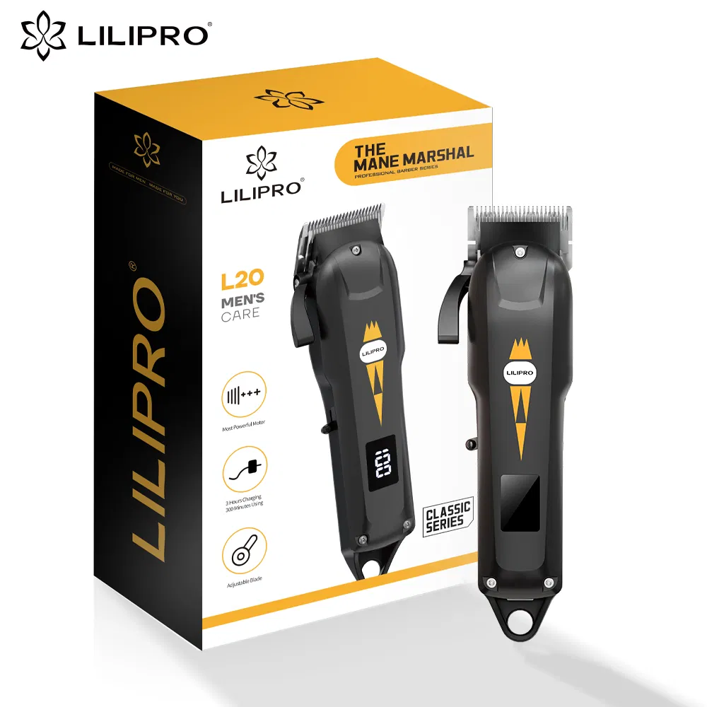 Lilipro L20 Cordless Hair Clippers, Black and White Clipper with 5cr Fade Blades, 2000mAh Battery