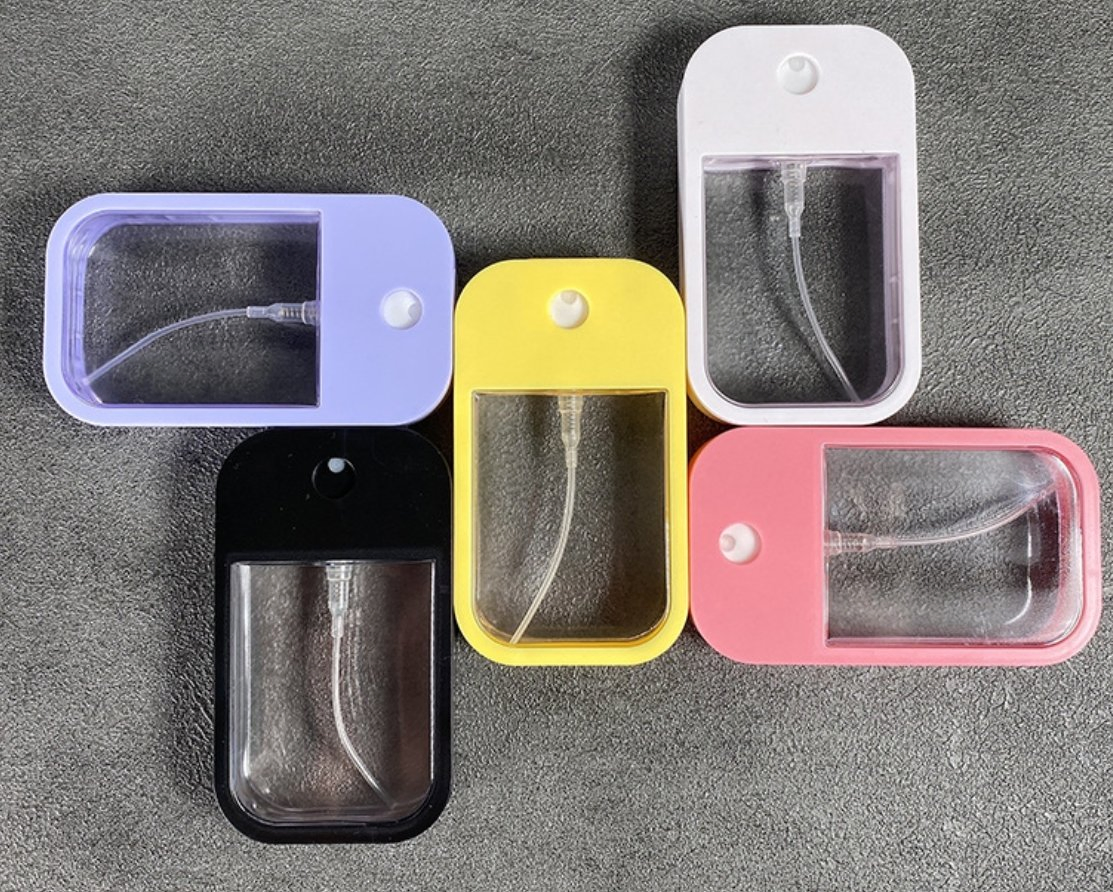 Custom Logo Empty Hand Sanitizer Bottles 45ml Pink Perfume Mist Spray Bottle Pocket Sized Plastic Card Spray Bottle