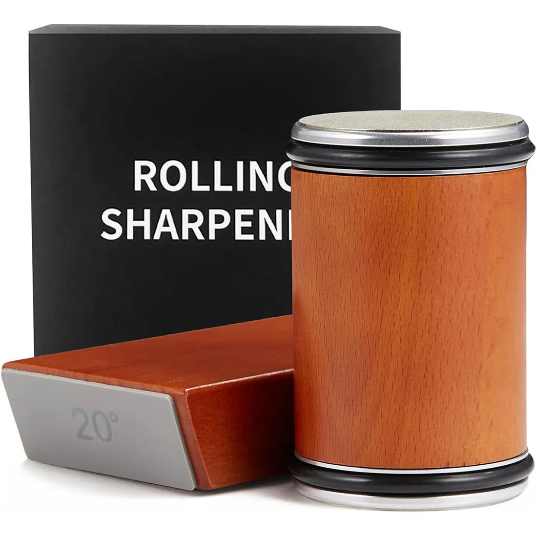 Ds-9901B Rolling Knife Sharpener, Kitchen Knife Sharpener for Razor Sharp Edges, Easy Knife Sharpening Kit Roller with Magnetic Holder with 15 & 20 Degrees