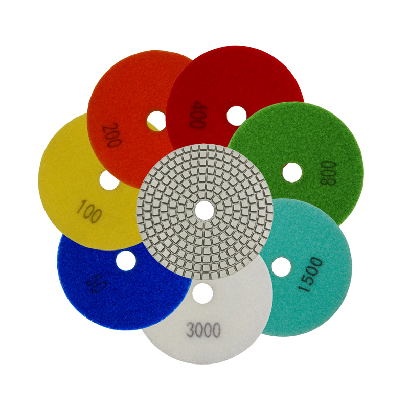 4inch Grit #50-3000 Professional White Diamond Wet Polishing Pads Sanding Disc for Marble Granite Stone Terrazzo Floor