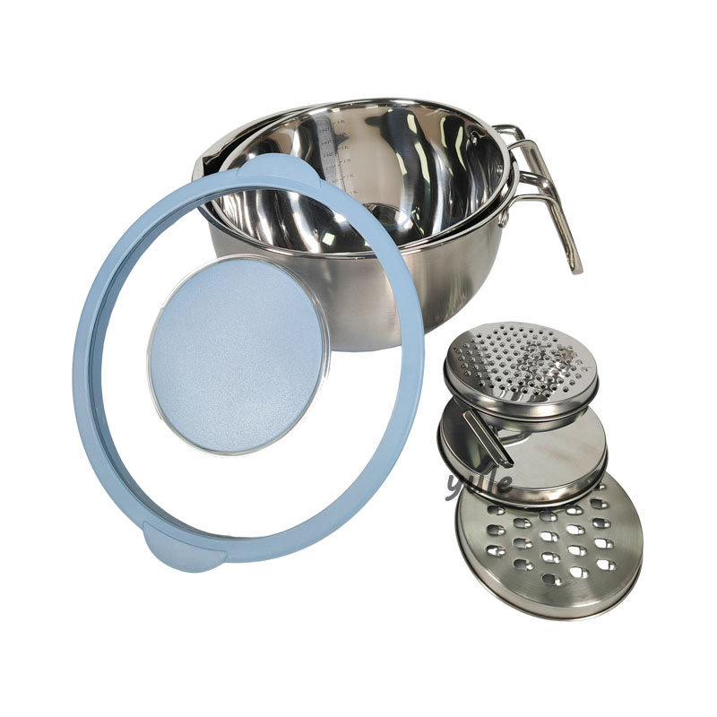 Popular 0.5mm Thickness Stainless Steel Salad Bowl with Grater Lid and Handle