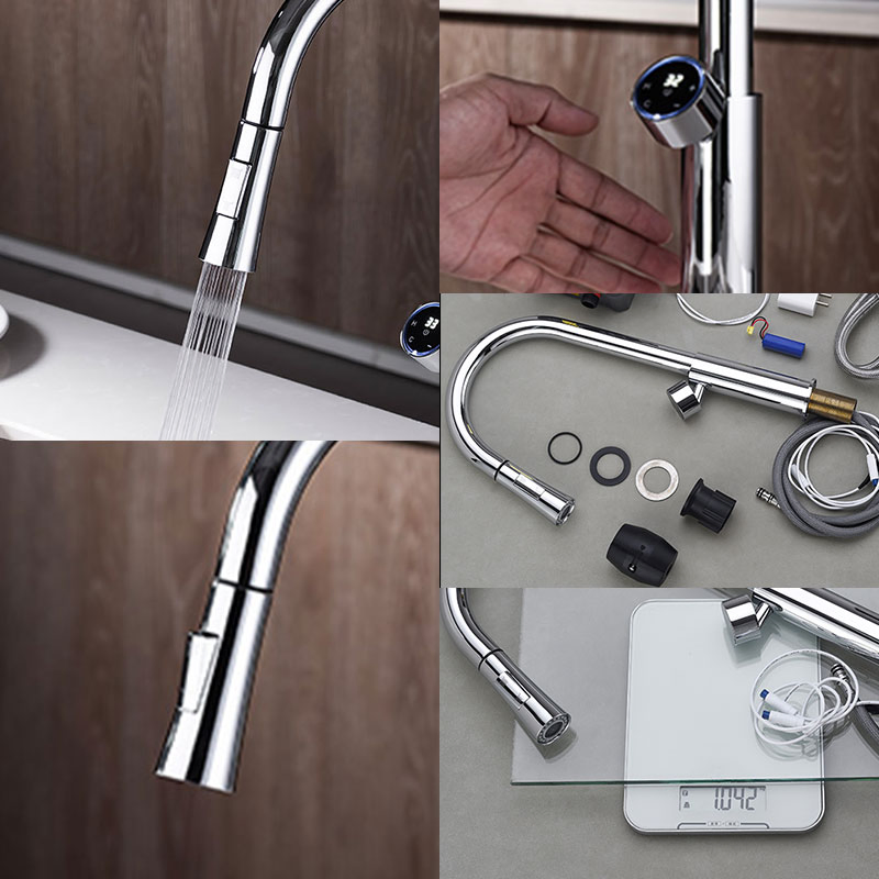 Laundry Sensor Brass Chromed Kitchen Tap with Pull Down Sprayer
