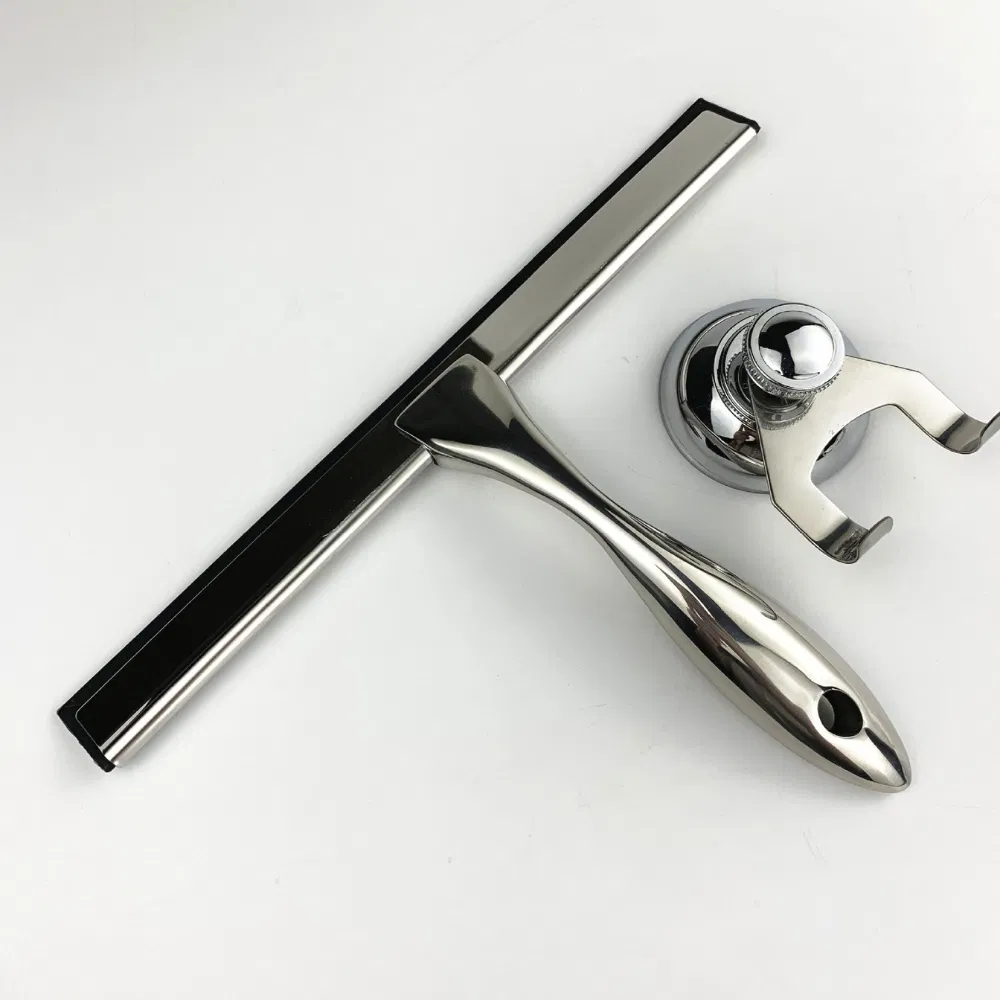 Stainless Steel Shower Squeegee for Glass Doors with 2 Adhesive Hooks Wyz26440