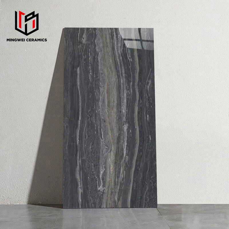 Wholesale Black Luxury Porcelain Glazed Marble Floor Tiles, High Glossy Surface Ceramic Tiles for Bathroom, Kitchen, Living Room, Hotel and Interior Decoration