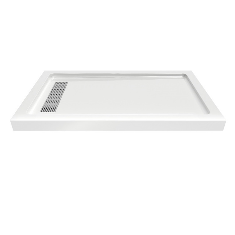 Customized Hotel Bathroom Rectangle Acrylic Shower Base with Stainless Steel Strain Cover