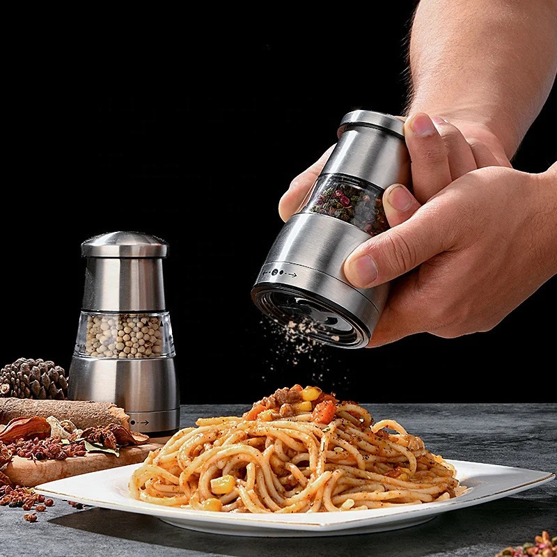 High Quality Durable Eco-Friendly Portable Manual Stainless Steel Black Pepper Grinder New Design Spices & Pepper Grinder