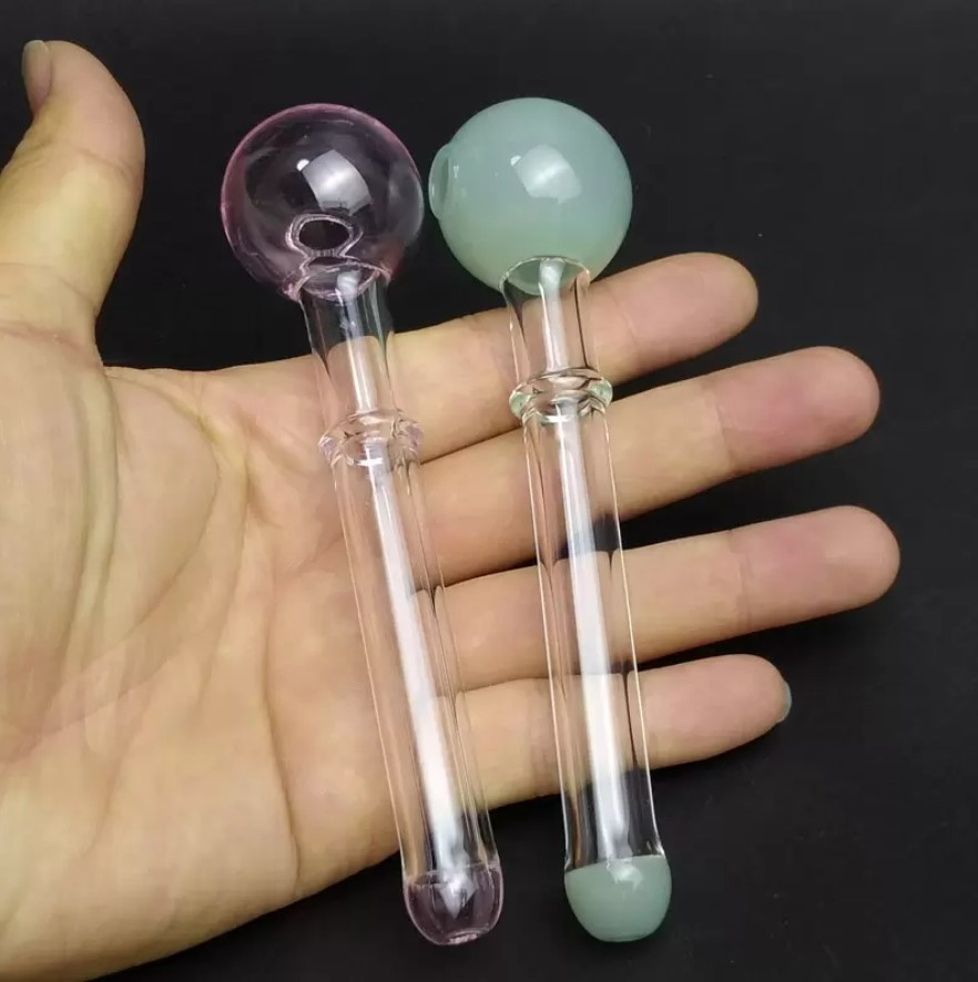 Colorful Great Pyrex 12cm Stright Type Round Ball Glass Smoking Pipes Oil Burner Pipe Glass Water Pipes