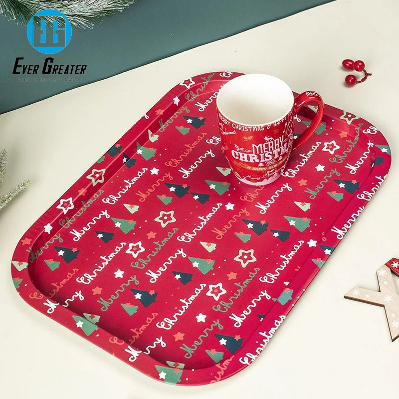 Customizable Serving Tray Set Decorative Metal Serving Tray for Wholesale Gift Tray for Christmas Personalized