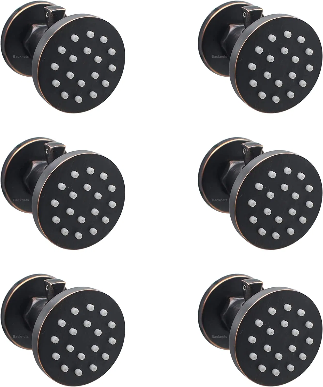New Solid Brass Round Shower Body Spray Massage Nozzle Wall Jets, (Upgrade) Flow Can Be Controlled, Shower Head Can Swivel (6PCS, Oil Rubbed Bronze)