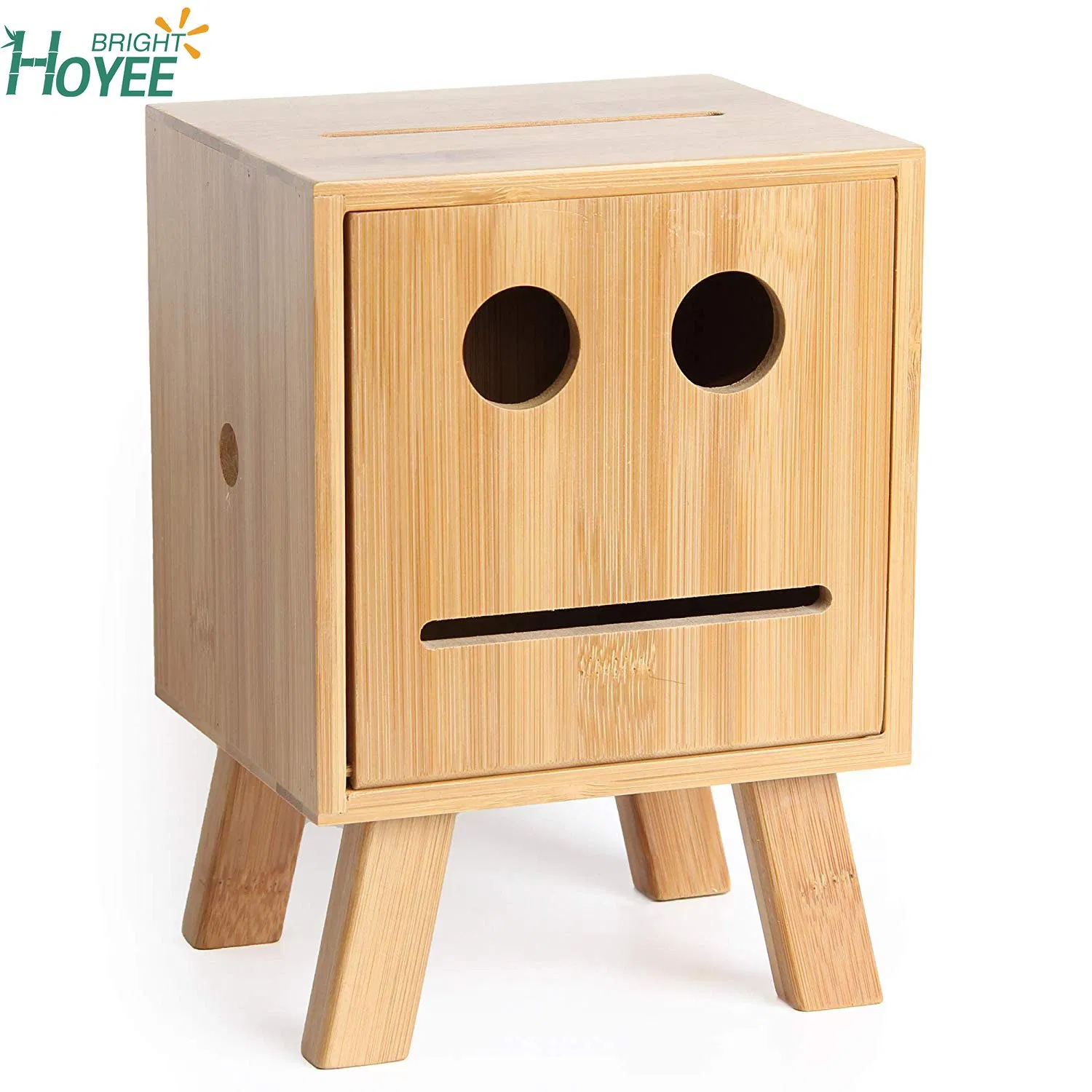 Eco-Friendly Fashion Toilet Paper Holder Creative Robot Style Bamboo Bathroom Smiley Face Tissue Box Cover