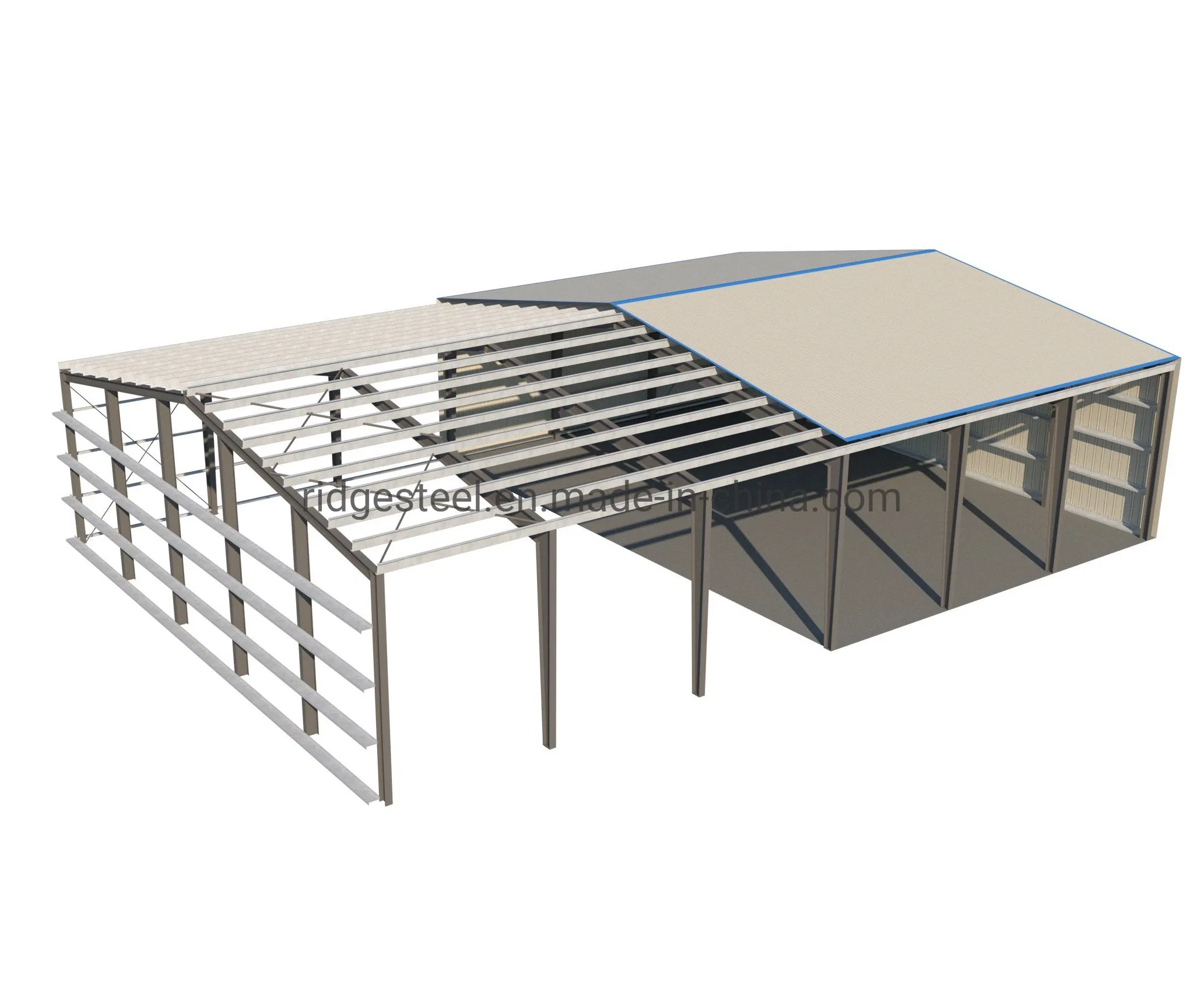 Industrial Prefabricated Steel Structure Construction Building Farm Storage Shed with Foldable Garage