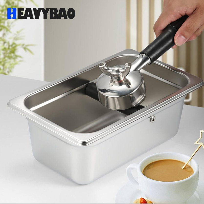 Heavybao Durable Wood Edge New Style Stainless Steel Coffee Residue Slag Pot Knock Box 1/6 Gn Pan