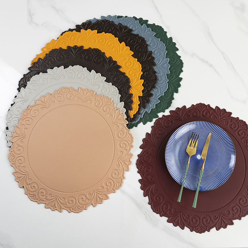 PVC Placemat Leather Vintage Table Mat European Creative Heat Insulation Mat Nordic Waterproof