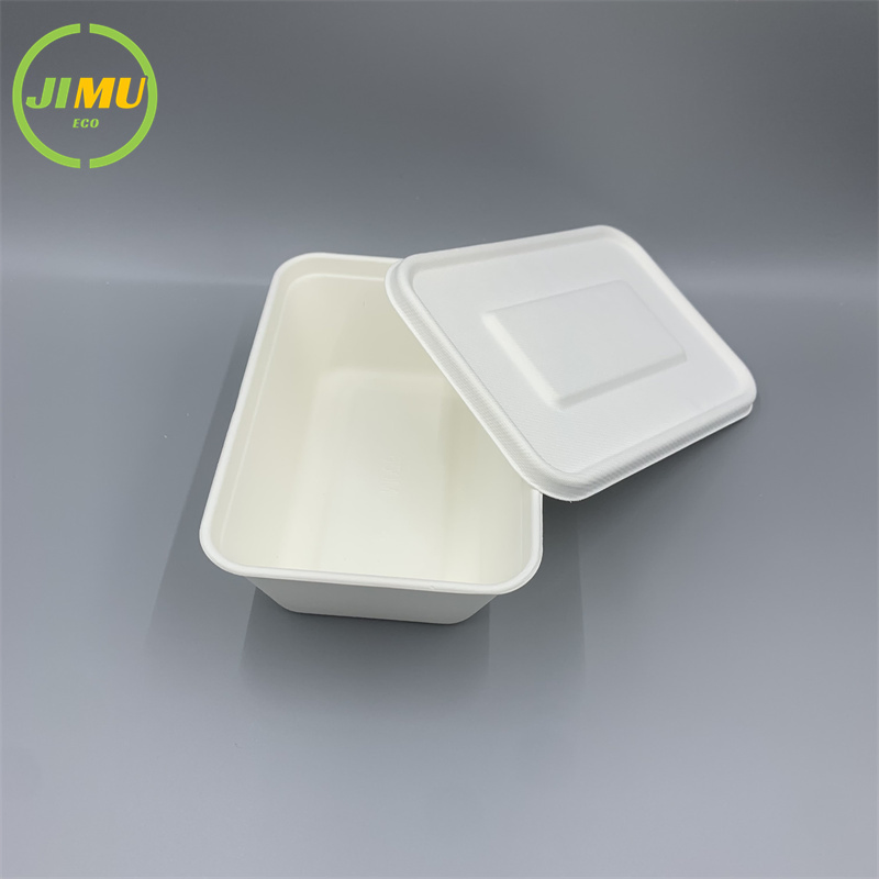 500ml or 650ml Disposable Biodegradable Sugarcane Bagasse Tableware Factory Food Container Box Lid