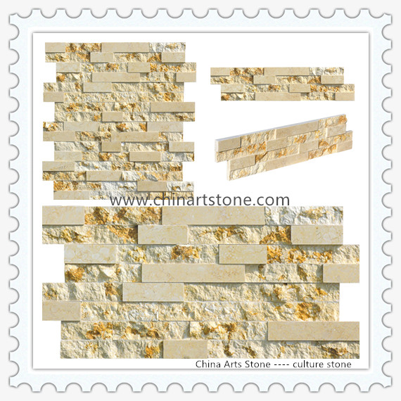 Sunny Beige Golden Marble Culture Stone Wall Cladding