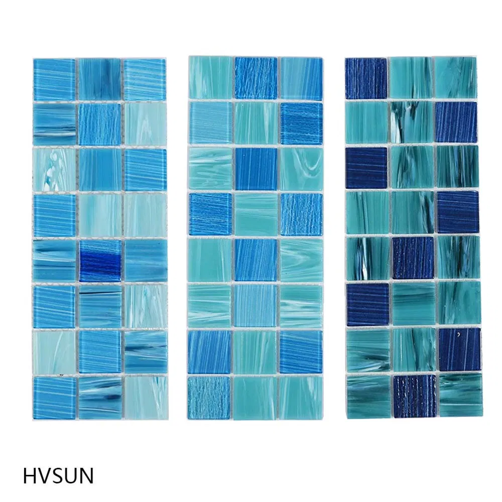 Wholesale Blue Glazed Ceramic Mosaic Tile Ice Crackle Design Swimming Pool Bathroom Wall Floor/Kitchen