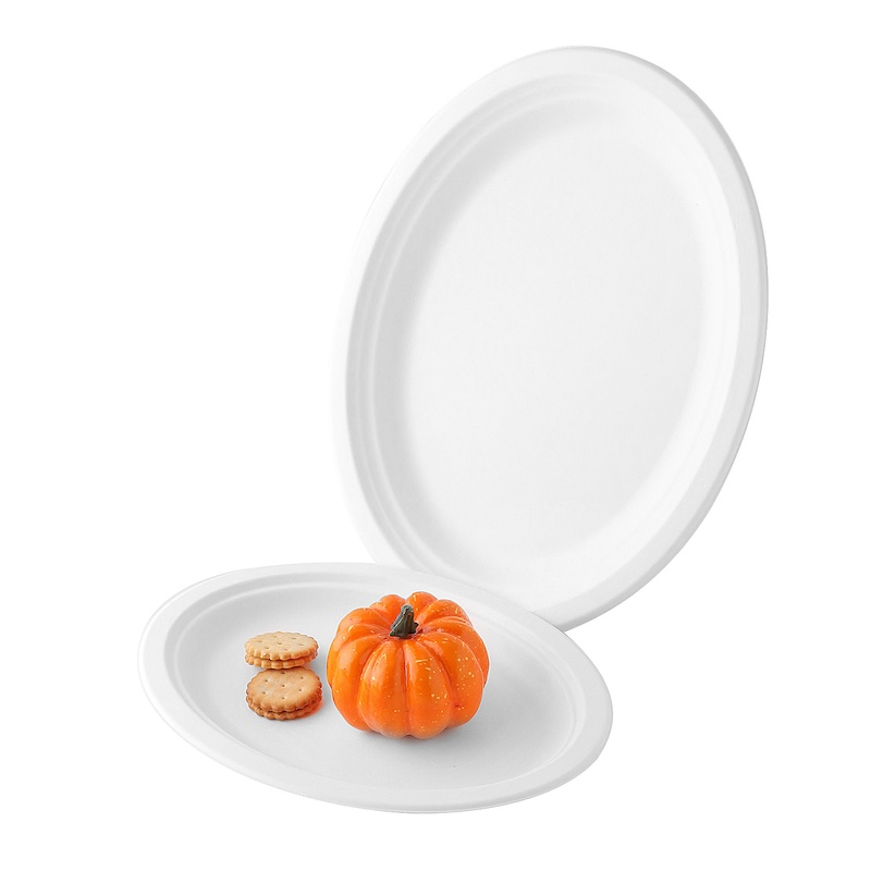 Restaurant Leakproof Compostable Sugar Cane Bagasse Disposable Paper Plates Biodegradable