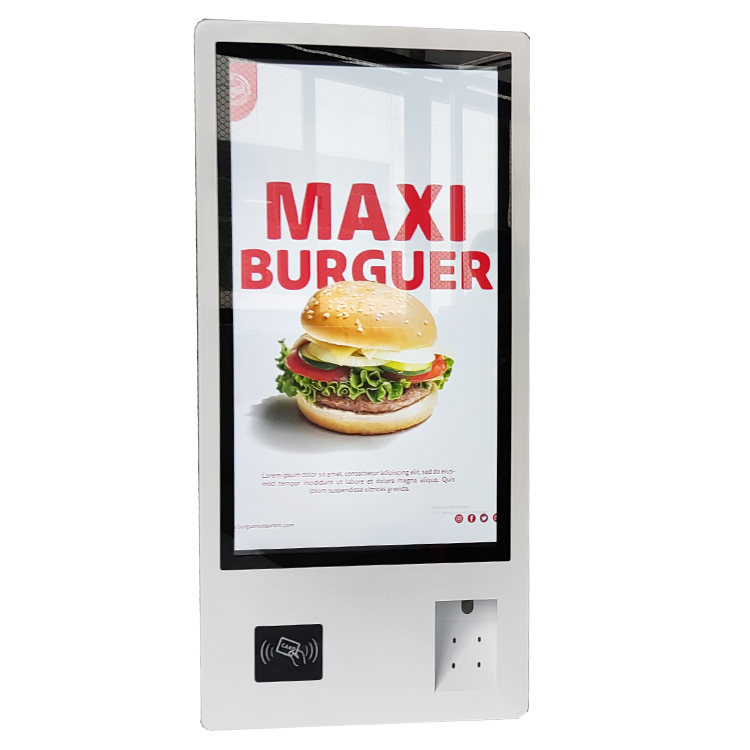 Wall Mounted 21.5 Inch Cashless Fast Food Ordering Kiosk Android Interactive Self Service Check in Kiosk