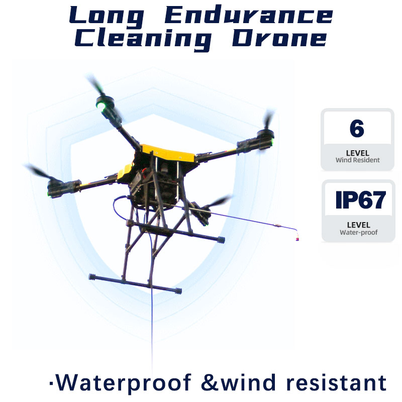 30L Capacity High Pressure Water Gun Cleaning Drone with Water Tank Equipped - for Building Wall Facade Roof Window, Turbine Blade & Solar Panel Washing
