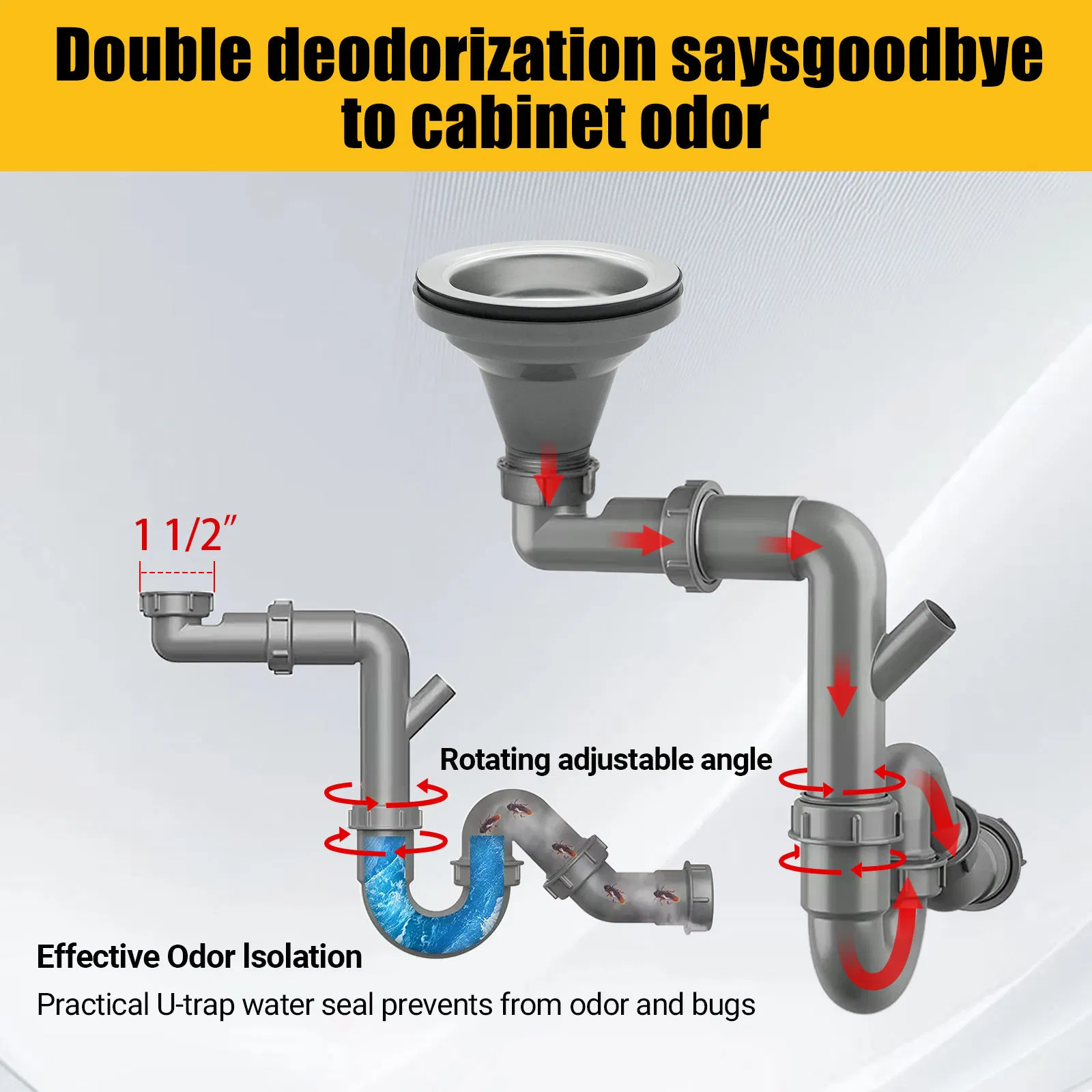 Modern Design American Cup and U-Shaped Tube Combination Kitchen Sink Strainer